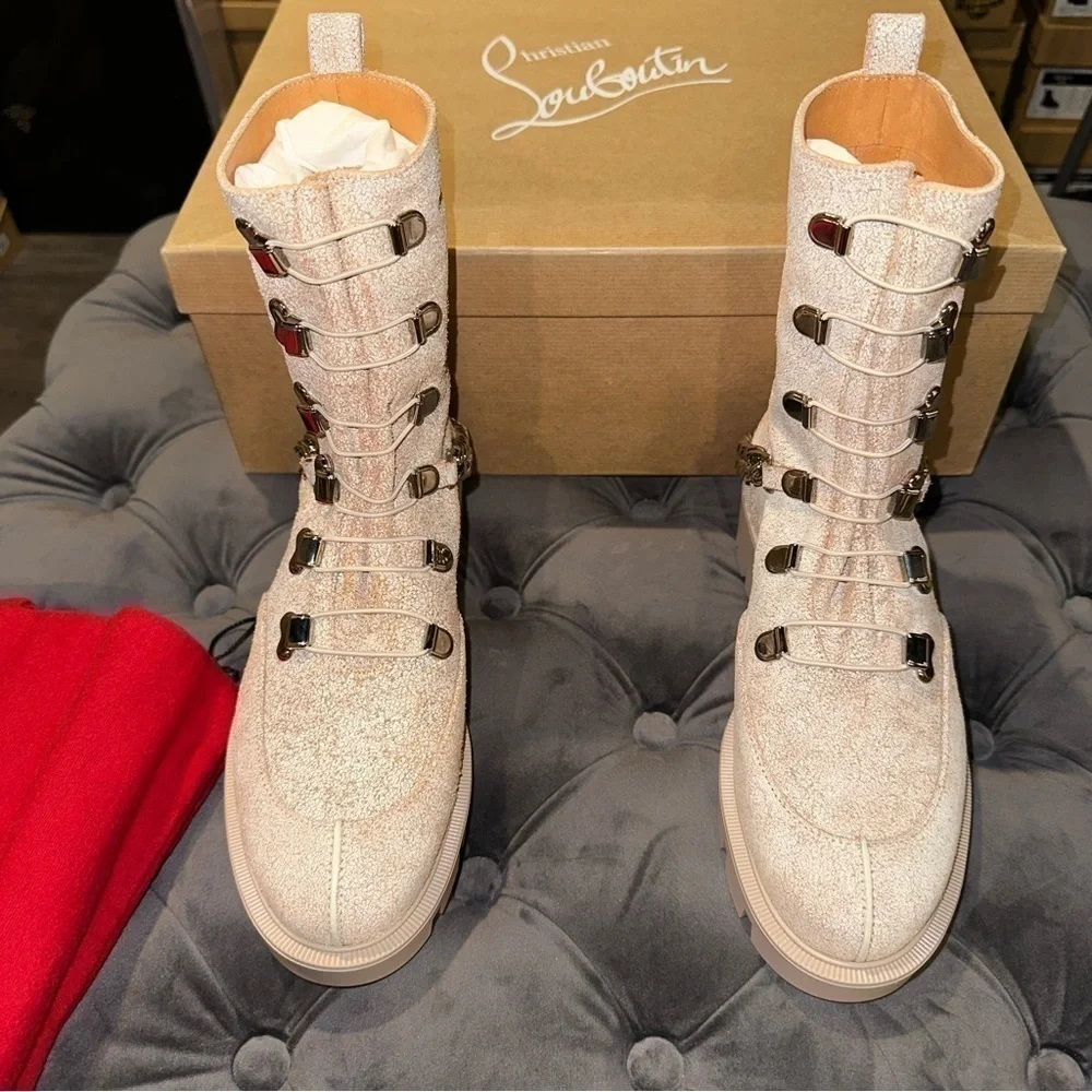 New Size 35.5 Christian Louboutin Horse Guarda Combat Boot